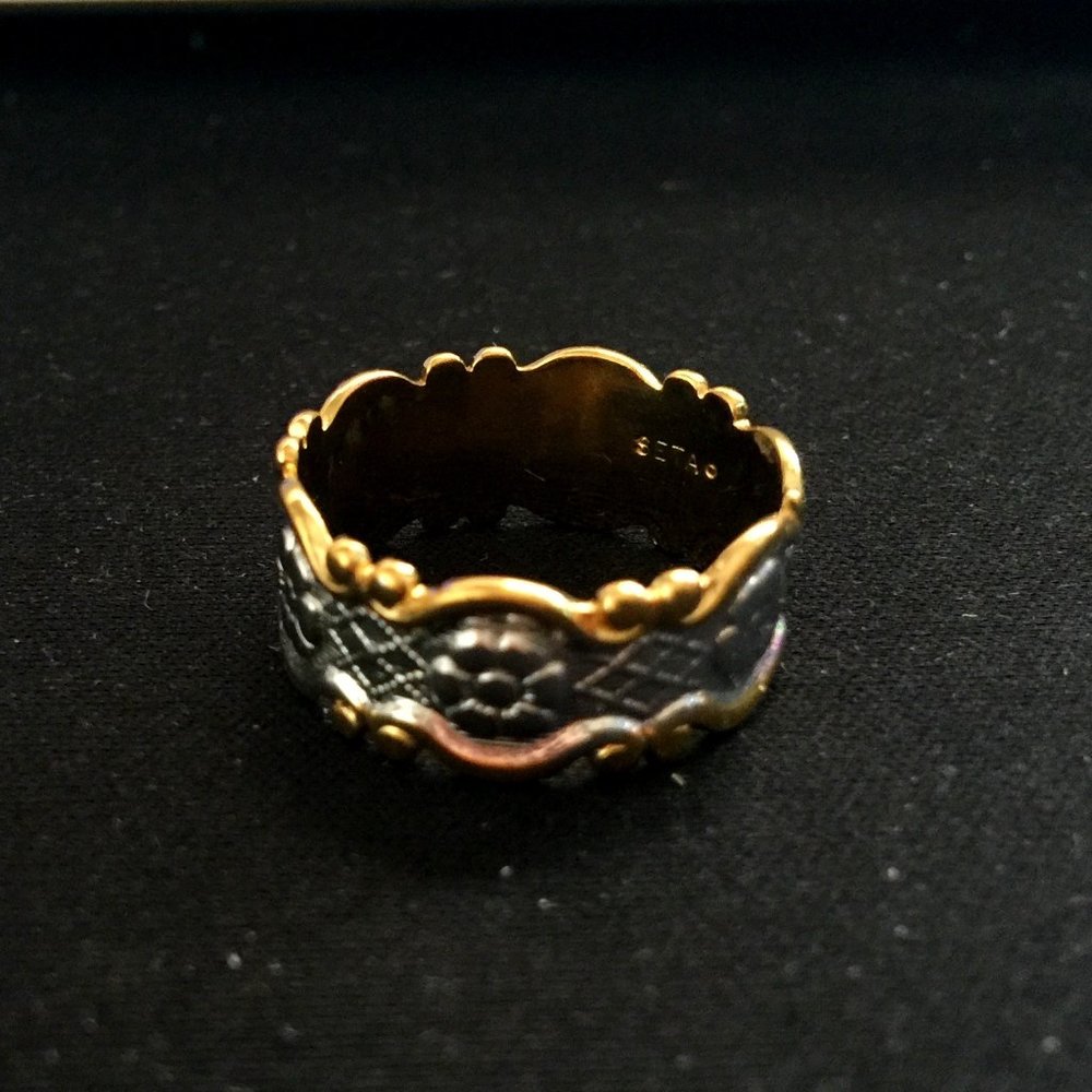 SETA Gold Silver Tone Floral Ornate Ring Size 8